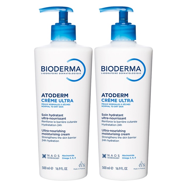 Bioderma Atoderm Cream Ultra 16.9 fl.oz (Pack of 2) - Hydrating Body Moisturizer for Normal to Dry Sensitive Skin