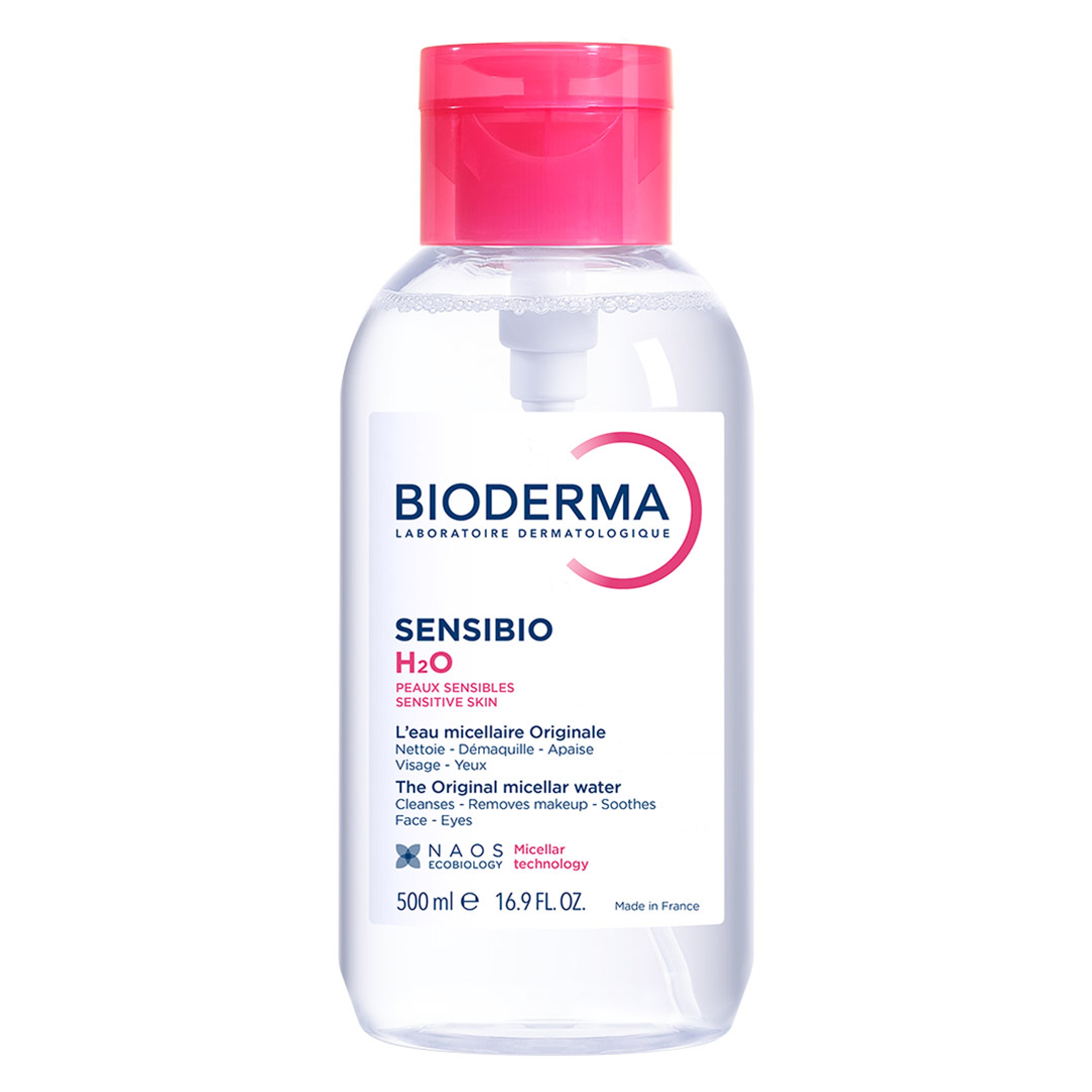 Bioderma Sensibio H2O Micellar Water 16.9 fl.oz with Pump Top - Face Cleanser for Sensitive Skin 2