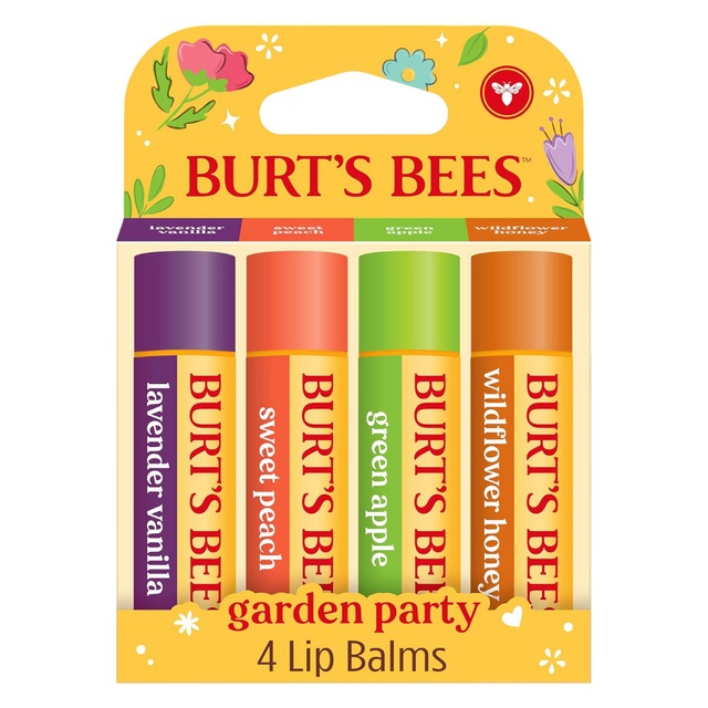 Burt's Bees Garden Party Lip Balm 0.15 oz (Pack of 4) - Natural Origin Lip Treatment with Responsibly Sourced Beeswax