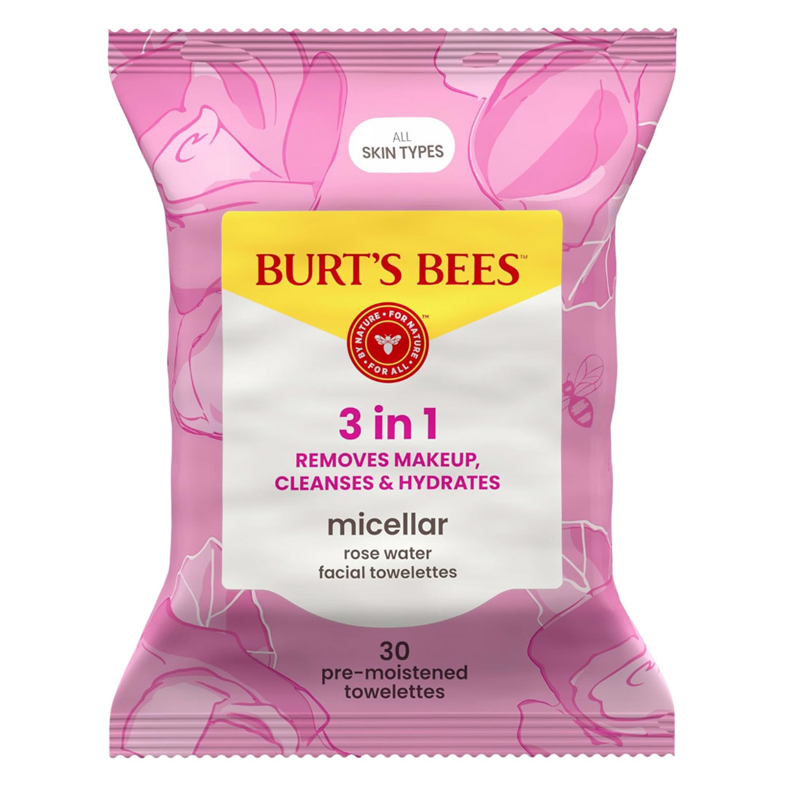 Burt's Bees Micellar Rose Water Facial Towelettes 30 Count - Daily Cleansing Wipes for All Skin Types 1