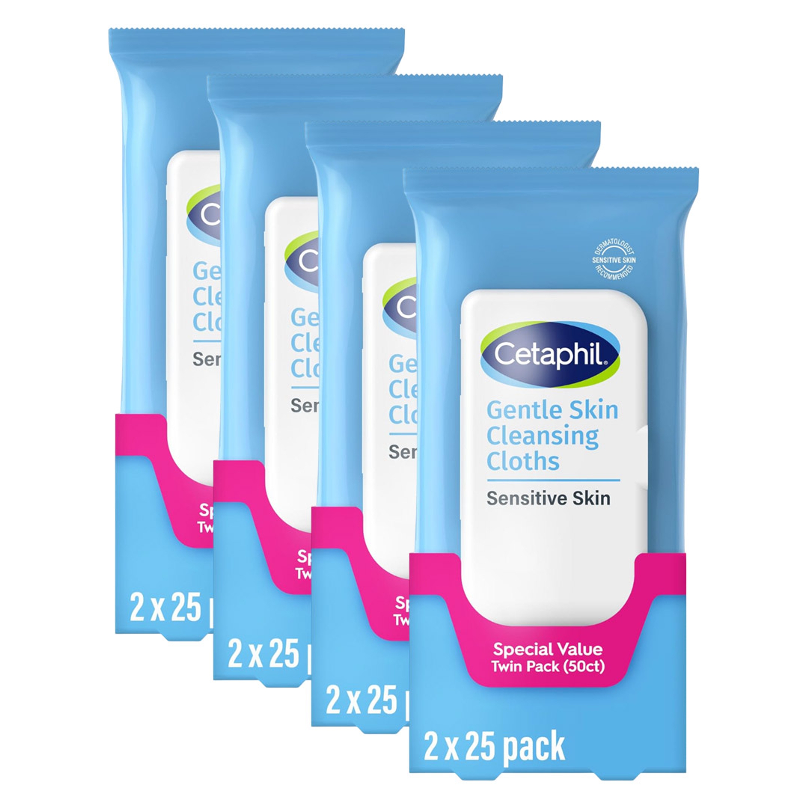 Cetaphil Gentle Skin Cleansing Cloths 25 Count (Pack of 8) - Cleansing Face & Body Wipes for Dry & Sensitive Skin 1