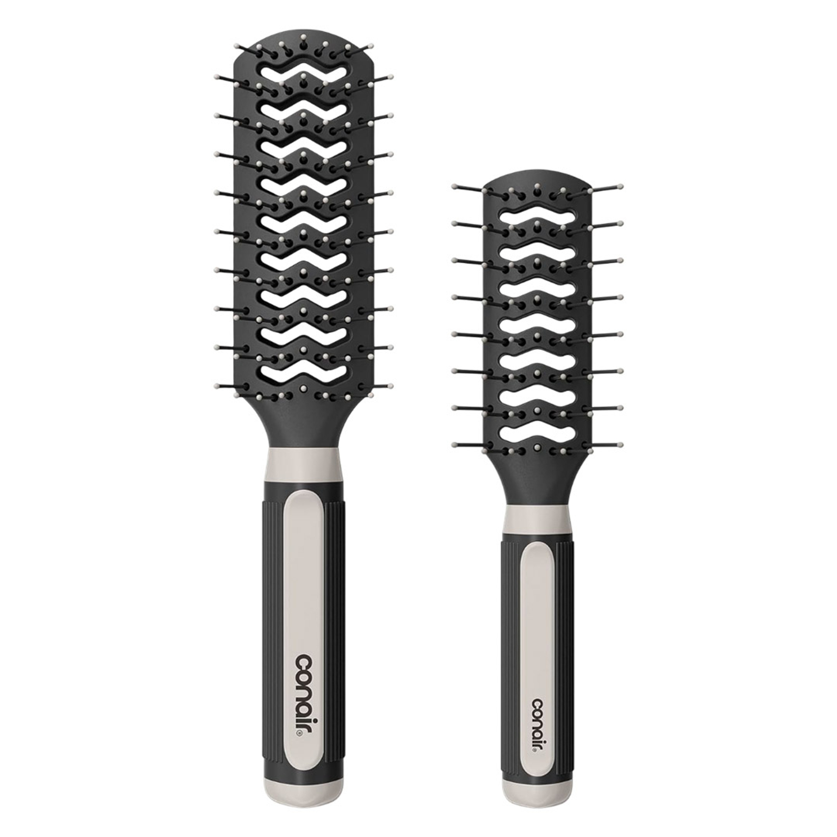Conair Grip & Lift Vented Hairbrush, 2 Count - Full-Size & Mid-Size Nylon Bristle Brushes for Blowout Styling, Colors May Vary 1