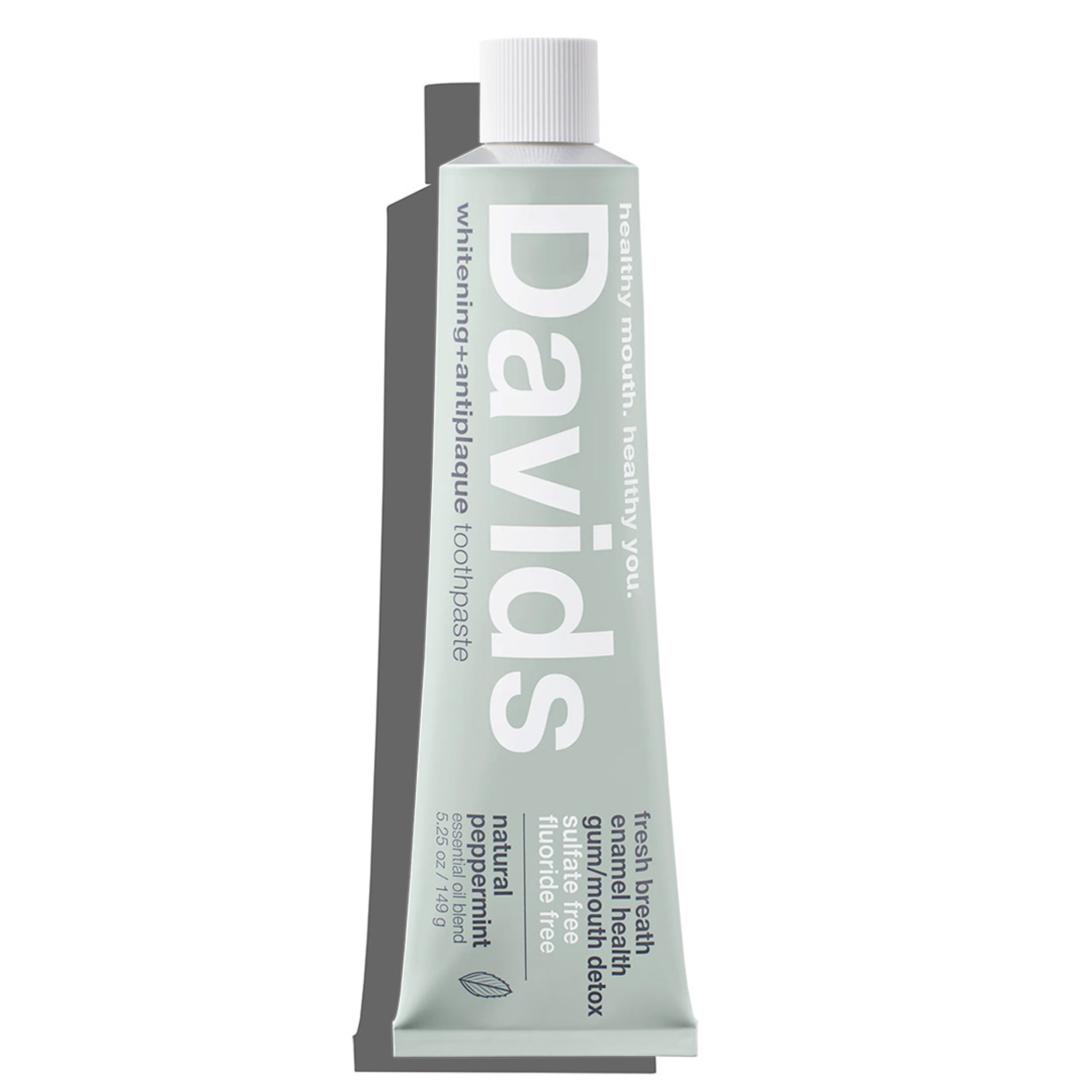 Davids Whitening + Antiplaque Toothpaste, Natural Peppermint, 5.25 oz - Fresh Breath Care, Fluoride Free, SLS Free 1