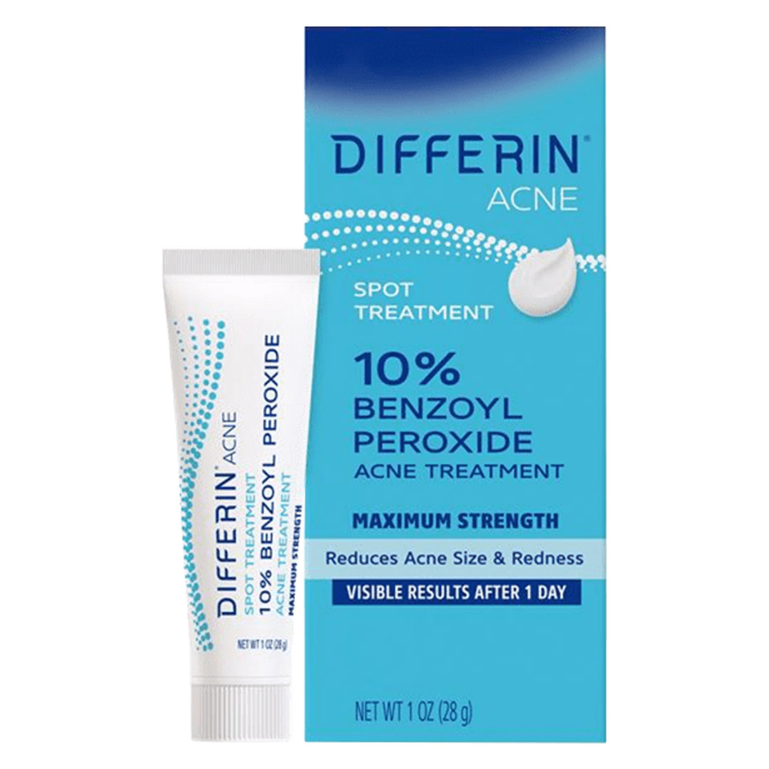 Differin 10% Benzoyl Peroxide Spot Treatment 1 oz - Fast-Acting Pimple Treatment, Clears Acne Overnight 1