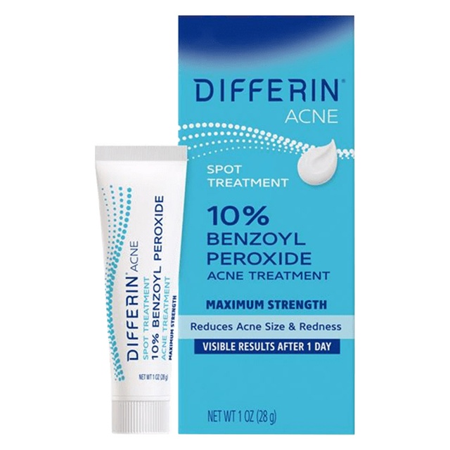 Differin 10% Benzoyl Peroxide Spot Treatment 1 oz - Fast-Acting Pimple Treatment, Clears Acne Overnight