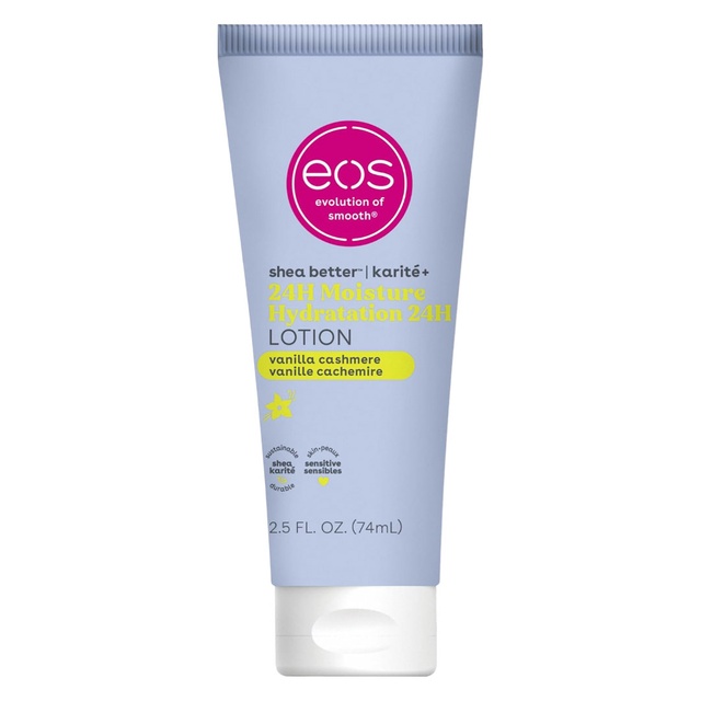 eos 24H Moisture Travel Body Lotion, Vanilla Cashmere, 2.5 fl.oz - Mini Hydration Body Lotion for Dry Skin