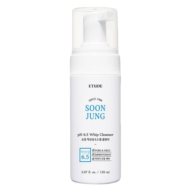 Etude SoonJung pH 6.5 Whip Cleanser 5.07 fl.oz - Mild Micro Foaming Face Wash for Sensitive Skin