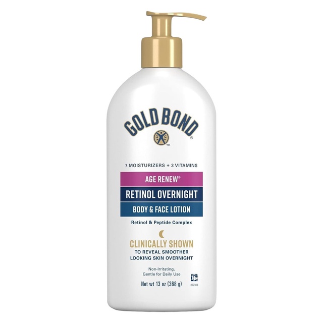 Gold Bond Age Renew Retinol Overnight Body & Face Lotion 13 oz - Gentle for Daily Use with Retinol & Peptide Complex