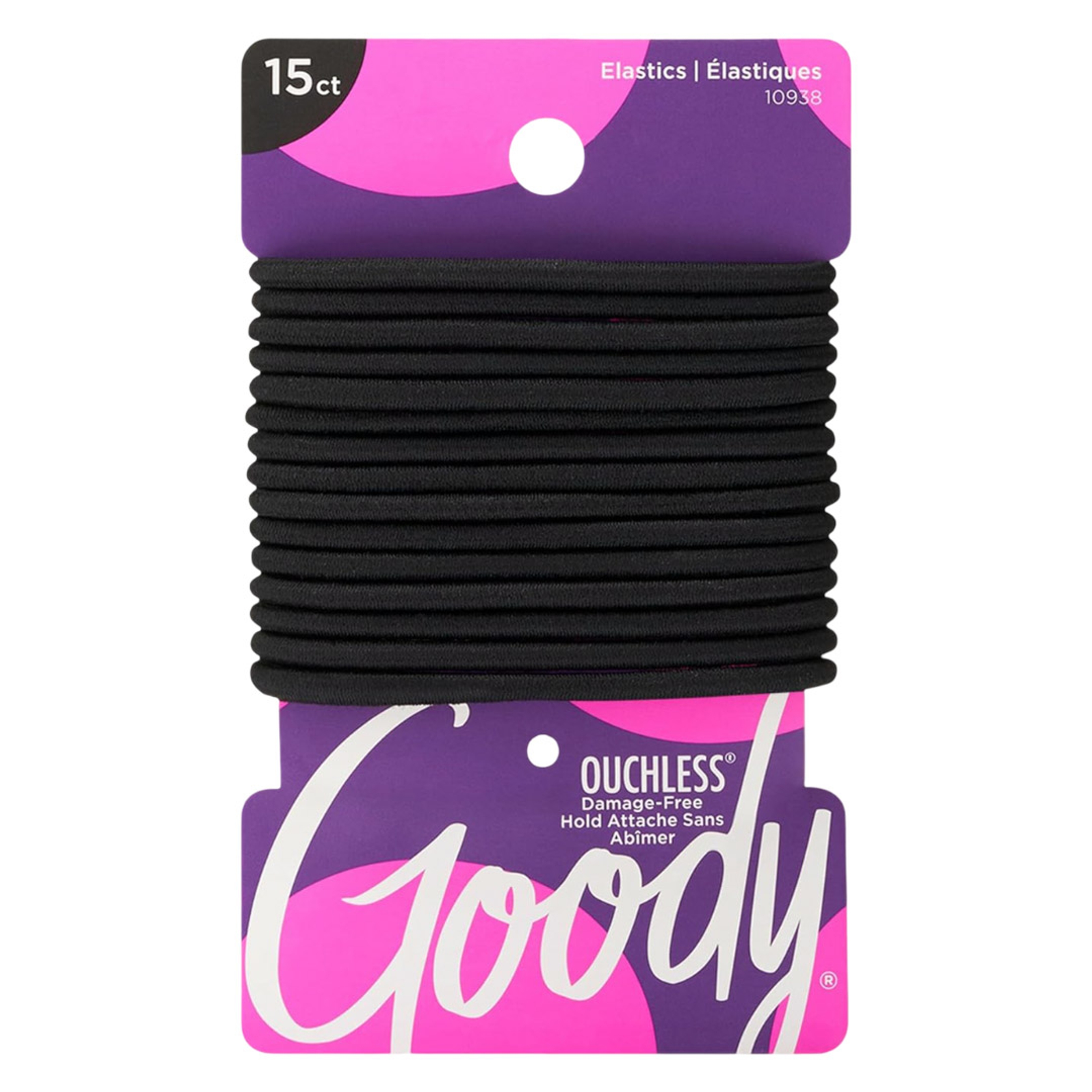Goody Ouchless Hair Elastics, Black, 15 Count - No Pull, No Breakage, Tangle-Free Hold for Thick, Curly, Coily & Textured Hair 1