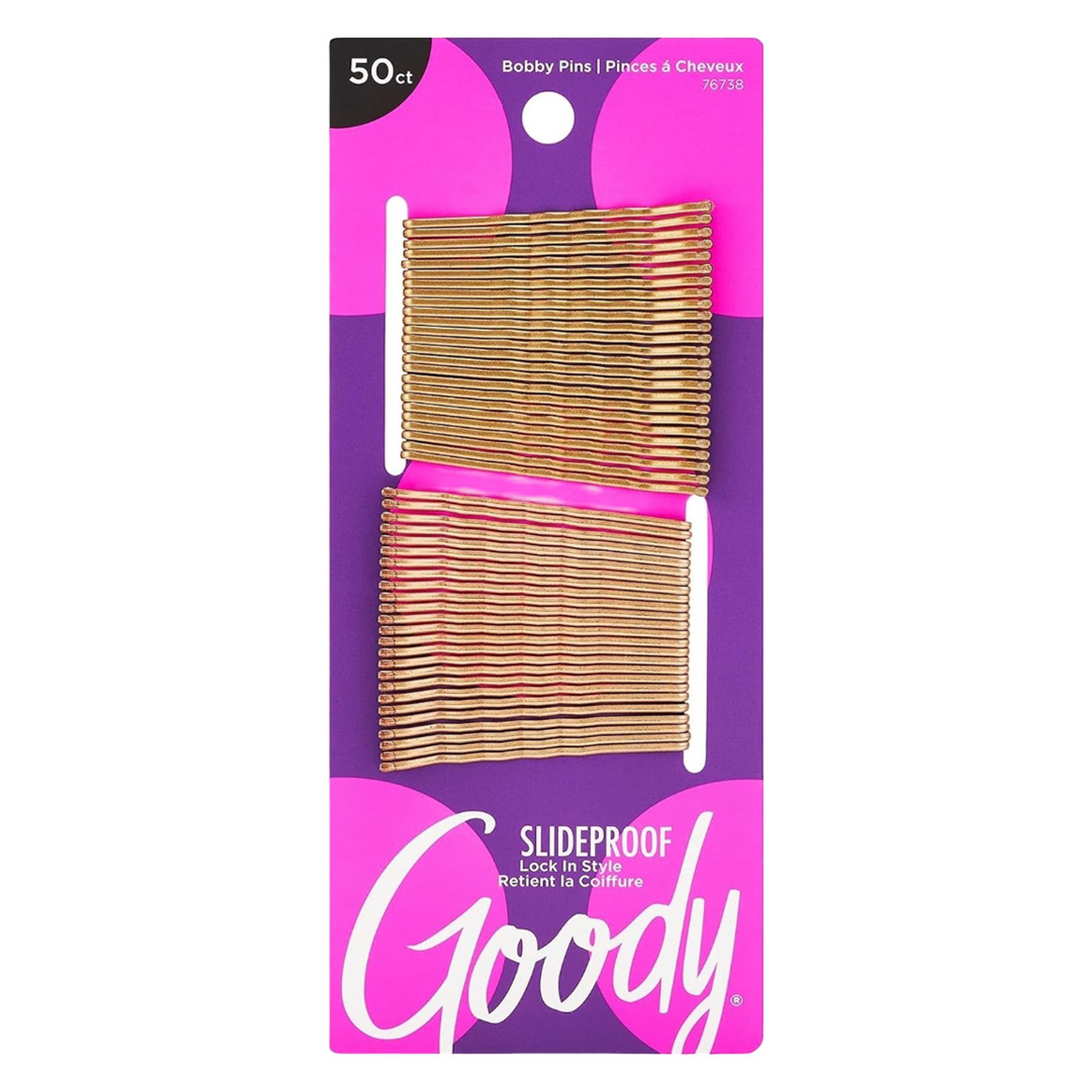 Goody SlideProof Bobby Pins, Metallic Blonde, 50 Count - High Gloss Bobby Hair Pins for Styling, Locks in Style 1