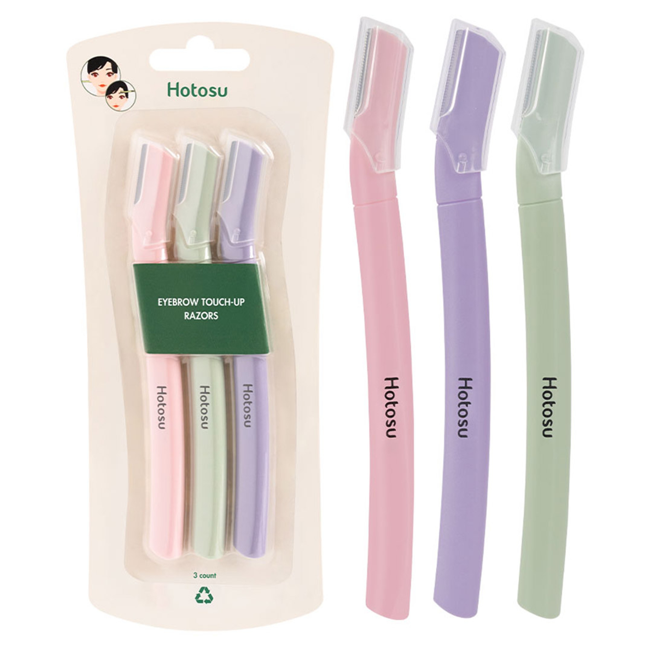 Hotosu Eyebrow Touch-Up Razor 3 Count - Precise Trimming 1