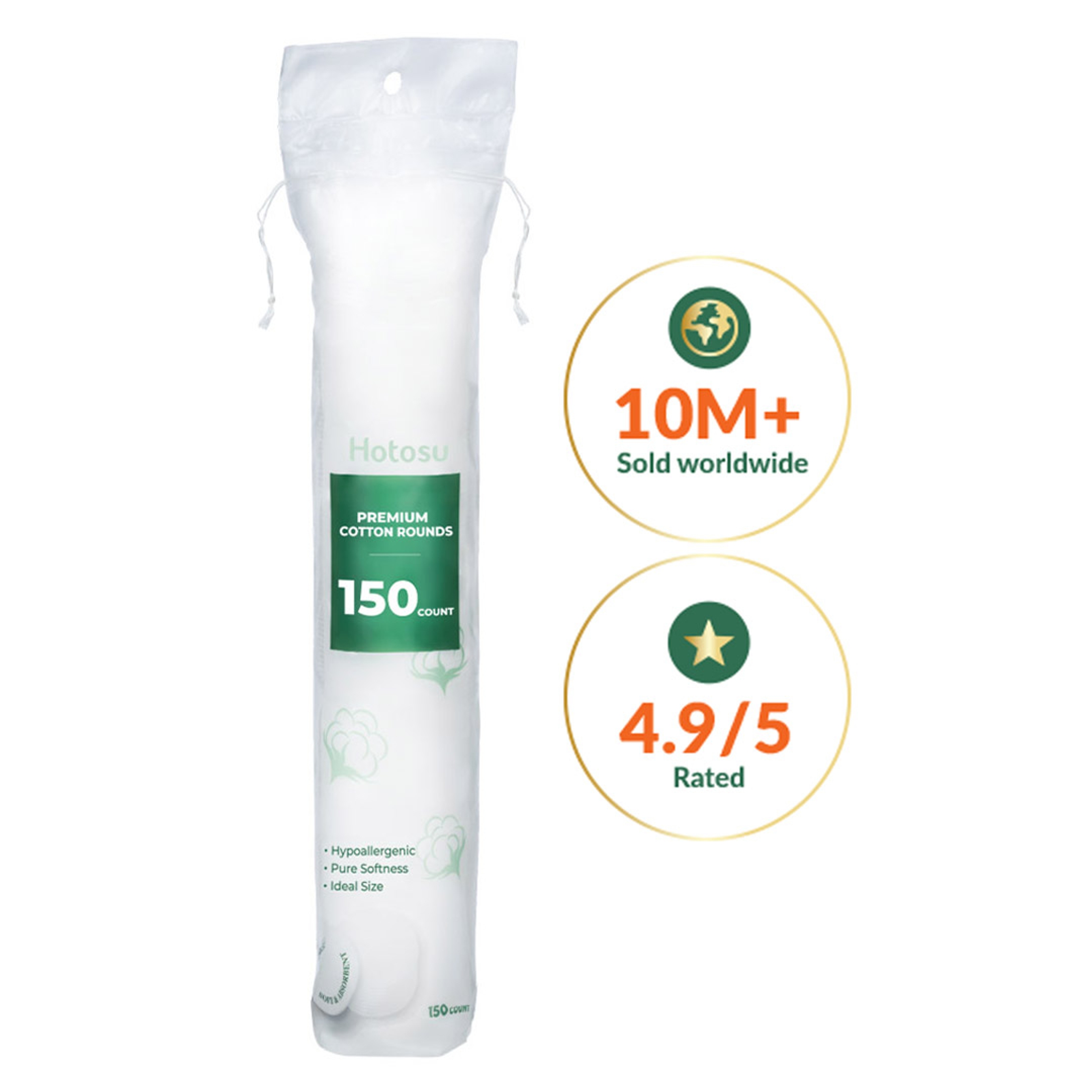 Hotosu Premium Cotton Rounds 150 Count 1