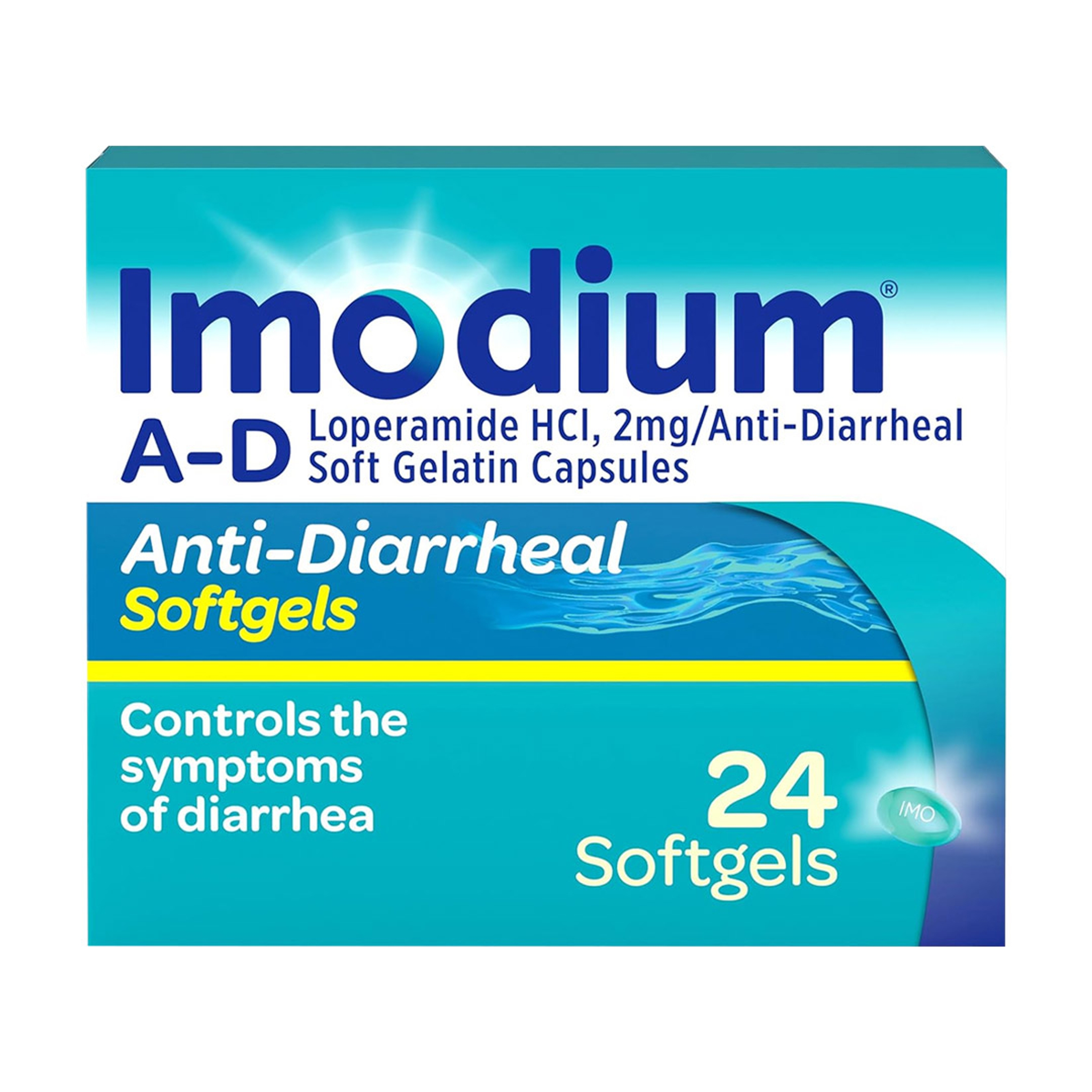 Imodium A-D Diarrhea Relief Softgels 24 Count - 2mg Loperamide Hydrochloride, Helps Control Symptoms of Diarrhea 1