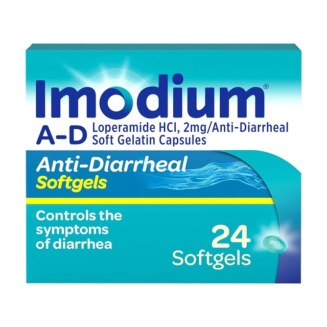 Imodium A-D Diarrhea Relief Softgels 24 Count - 2mg Loperamide Hydrochloride, Helps Control Symptoms of Diarrhea