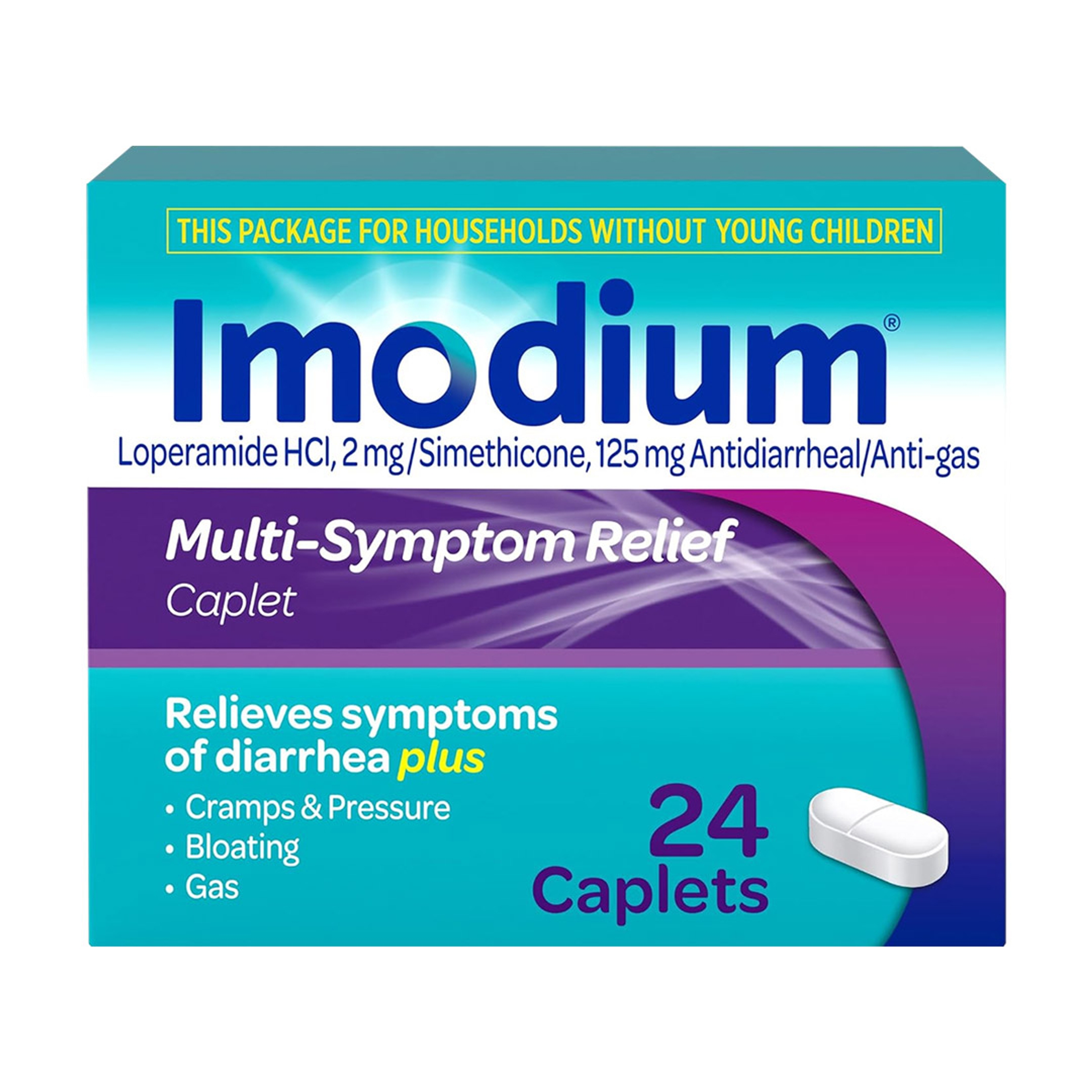 Imodium Multi-Symptom Relief Anti-Diarrheal Medicine Caplets 24 Count - Helps Relieve Diarrhea, Gas, Bloating & Cramps 1