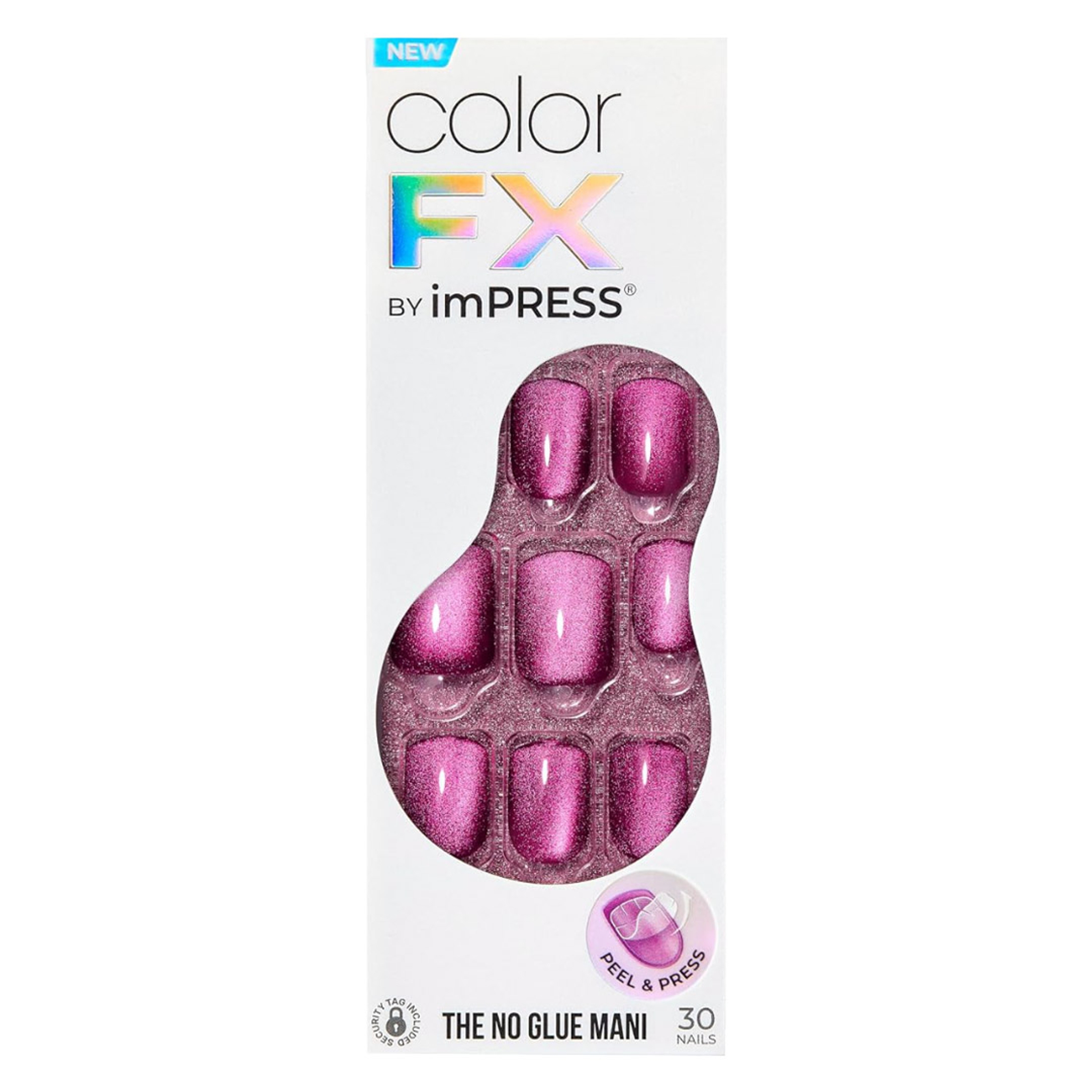 imPRESS colorFX No Glue Mani Press On Nails, Levels, 30 Count - Pink Squoval Chrome Effect 1