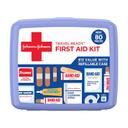 Johnson & Johnson Travel Ready Portable First Aid Kit 80 Pieces - Includes Band-Aid Bandages, Neosporin & Tylenol 1