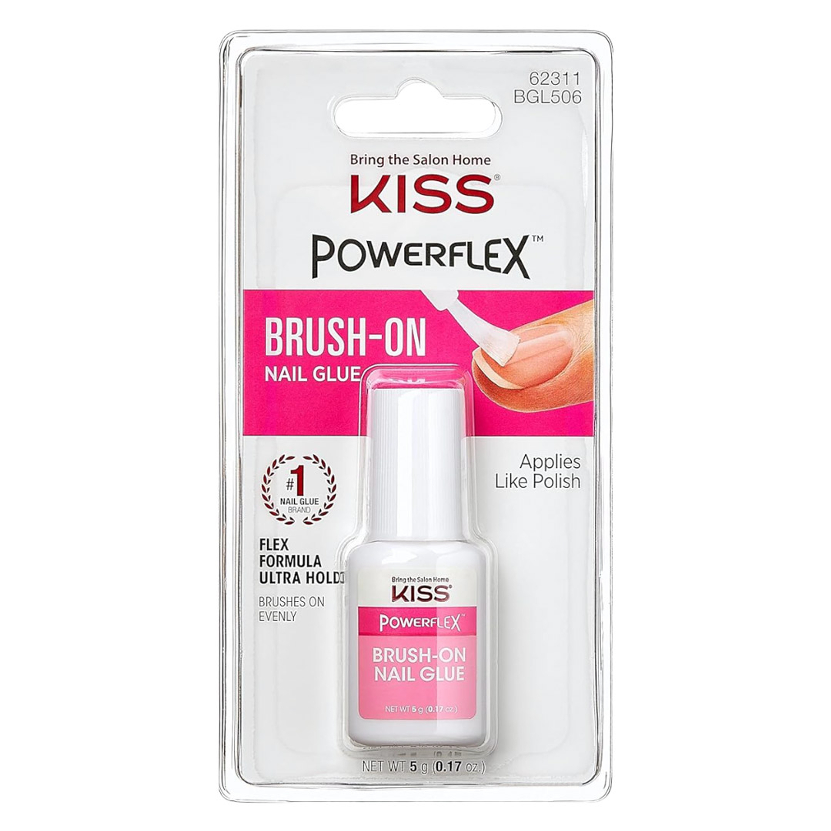 Kiss Powerflex Brush-On Nail Glue 0.17 oz - Ultra Hold, Fast Drying Adhesive, Instantly Repairs Cracks 1