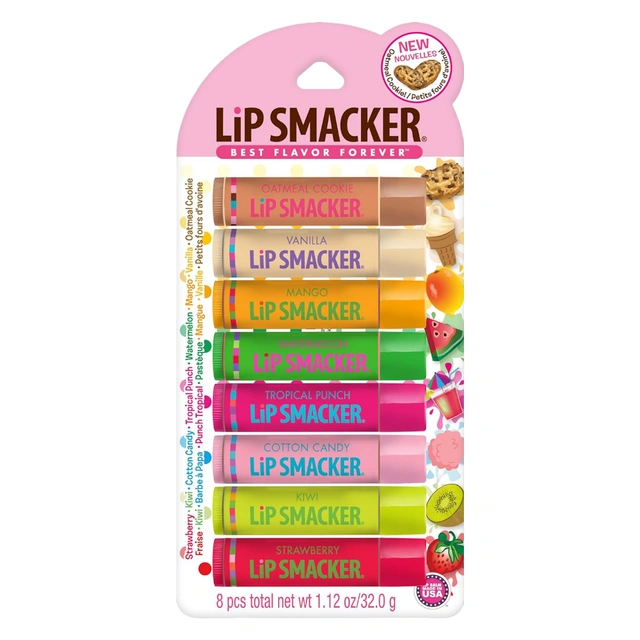 Lip Smacker Original & Best Party Pack 0.14 oz (Pack of 8) - Moisturizing & Softening Flavored Lip Balms
