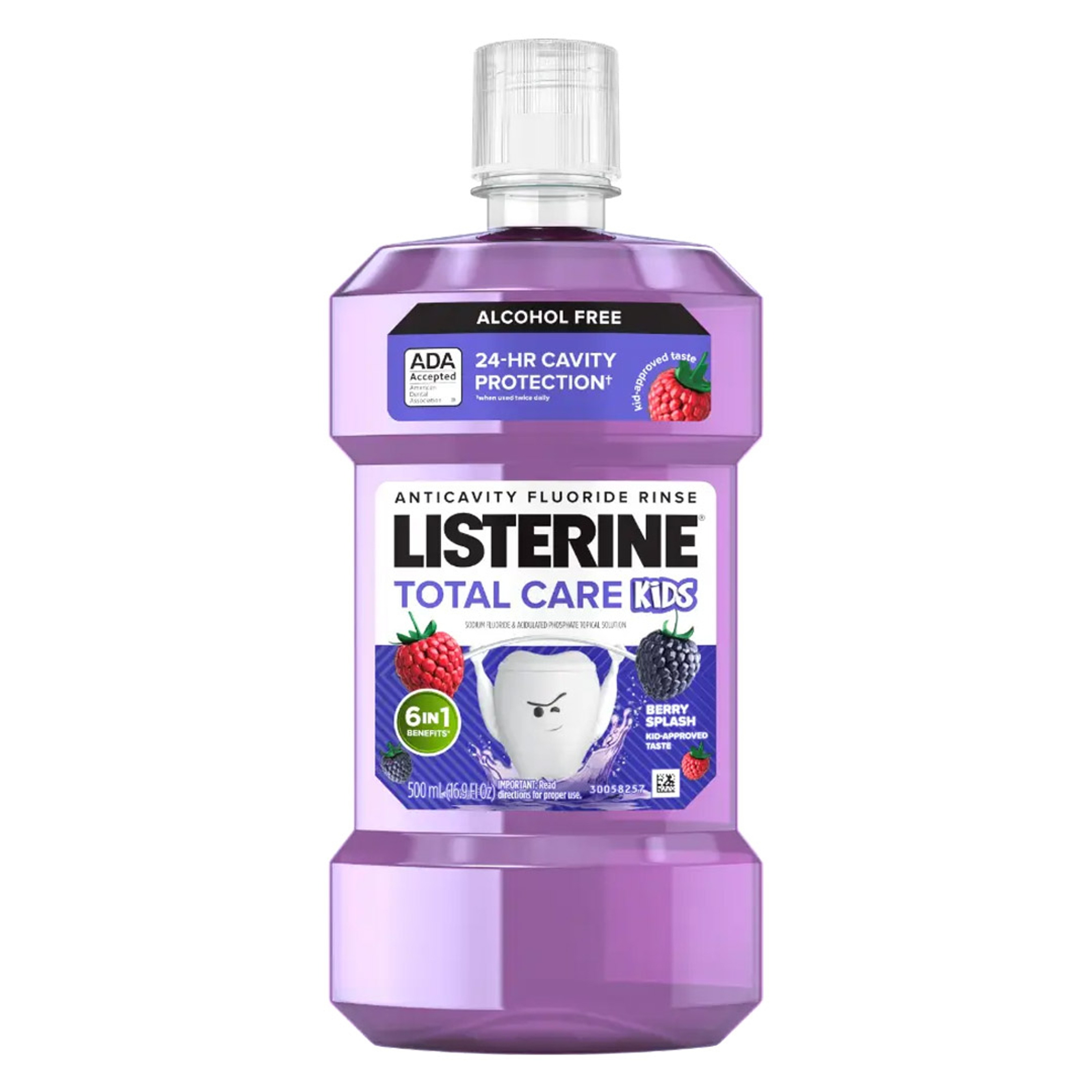 Listerine Total Care Kids Alcohol-Free Mouthwash, Berry Splash, 16.9 fl.oz - Anticavity Fluoride Oral Rinse for Stronger Teeth 1
