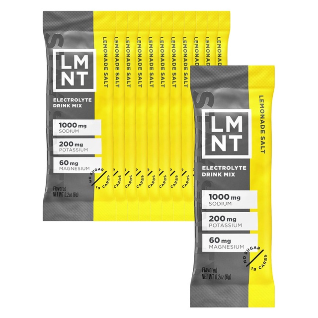 LMNT Zero Sugar Electrolytes, Lemonade Salt, 0.2 oz (Pack of 12)
