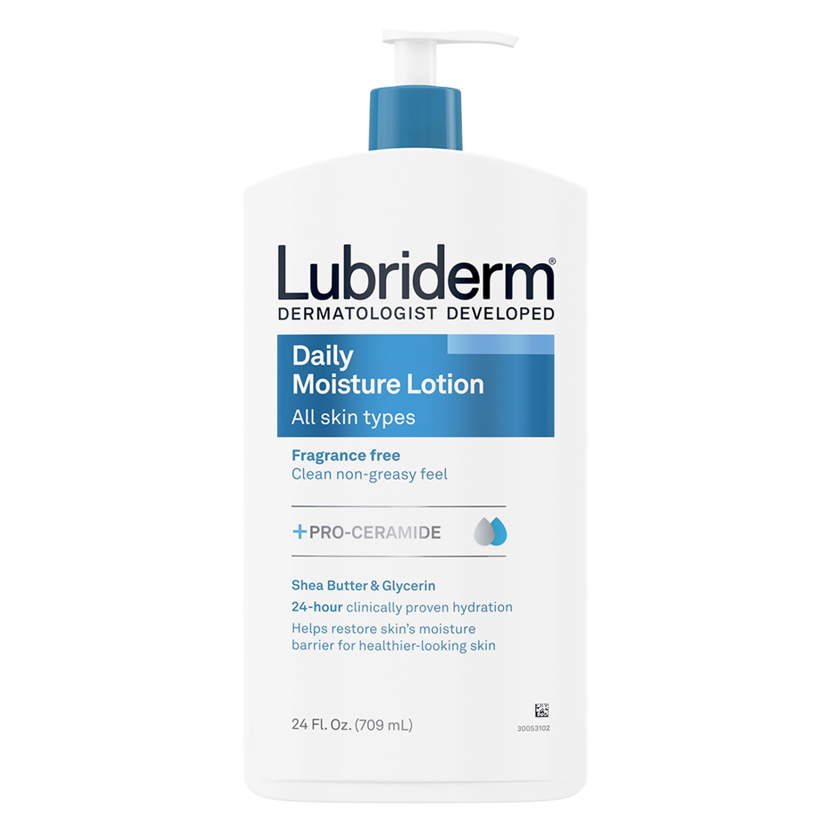 Lubriderm Daily Moisture Lotion Fragrance-Free 24 fl.oz - 24H Moisturizer with Shea Butter, Non-Greasy 1