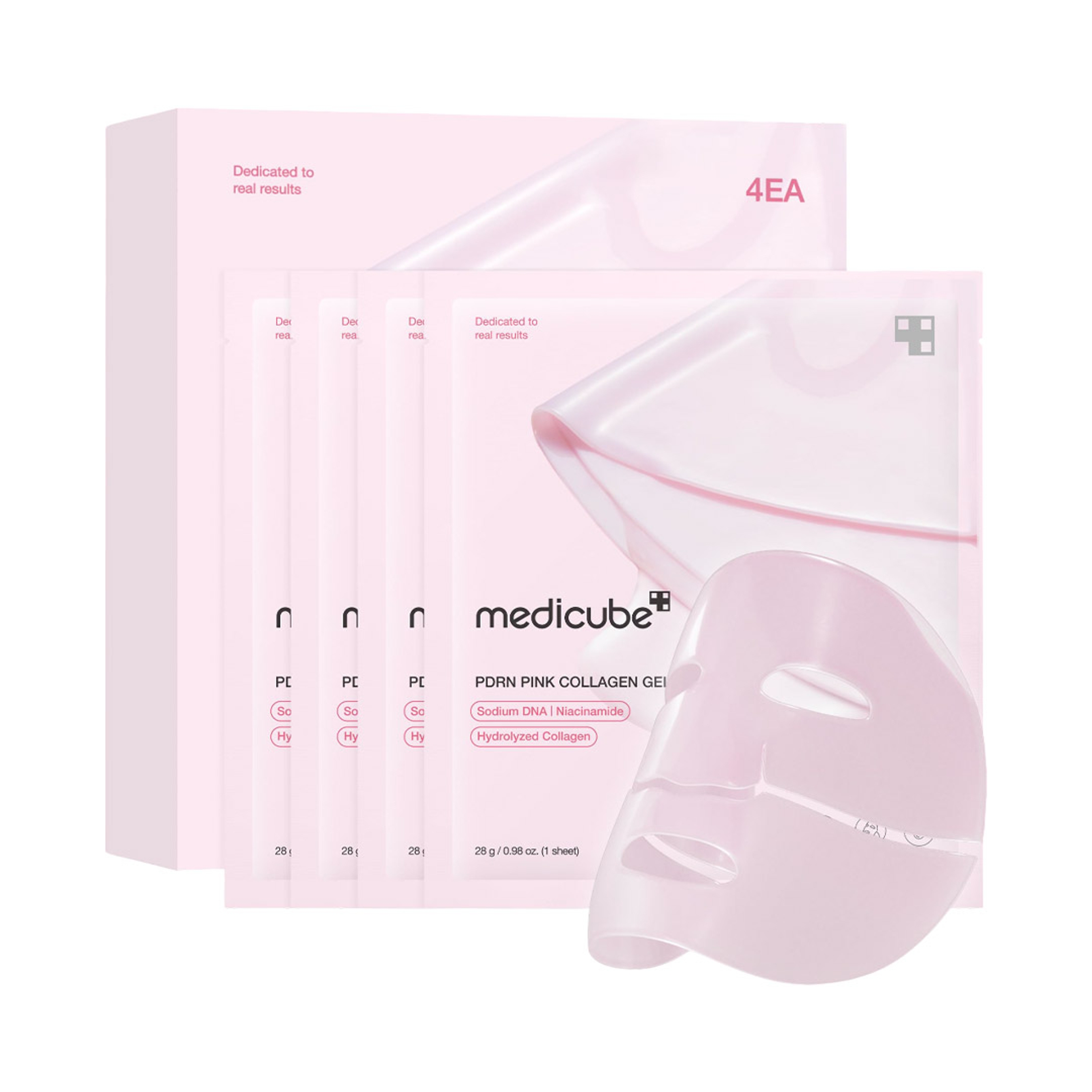 Medicube PDRN Pink Collagen Gel Mask 0.98 oz (Pack of 4) - Overnight Face Mask with Salmon DNA for Glass Glow Skin 1