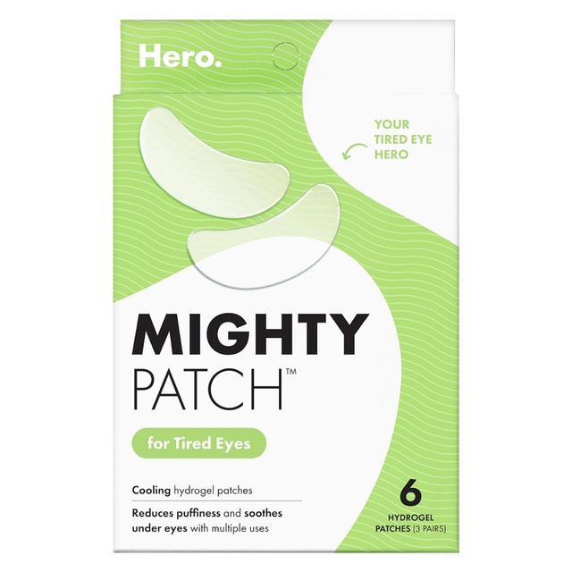 Mighty Patch Hero Cosmetics for Tired Eyes Patches, 6 Count - Cooling Hydrogel Patches Reduce Puffiness & Soothe Under Eyes