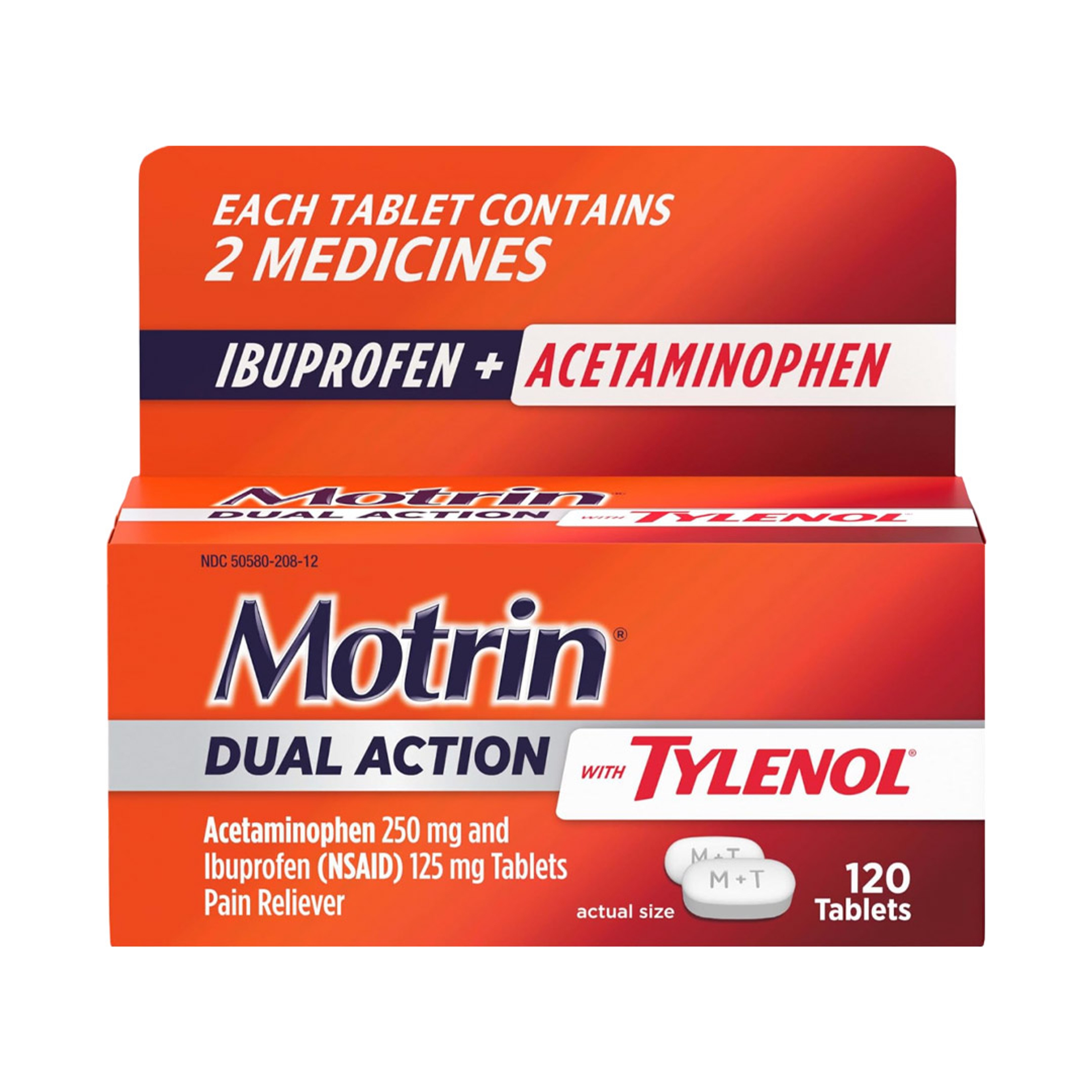 Motrin Dual Action with Tylenol 120 Count - Pain Reliever for Headaches, Muscle Aches & Pains 1