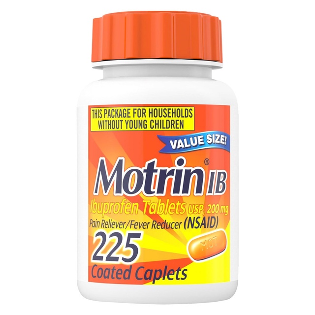 Motrin IB Ibuprofen Tablets 225 Count - Temporarily Reduces Fever & Relieves Pain from Muscular Aches & Headaches