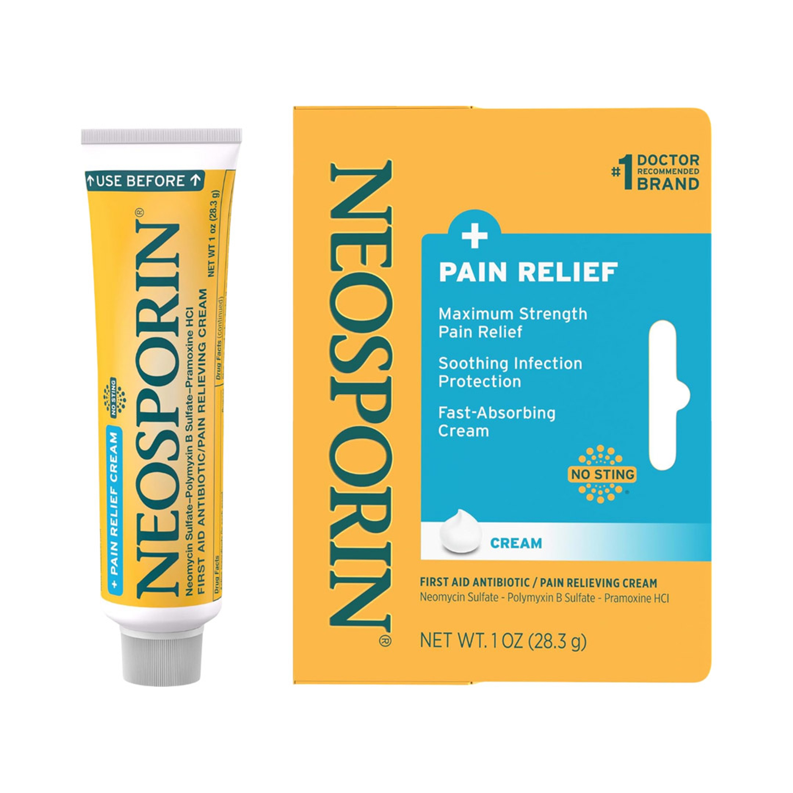 Neosporin Pain Relief Cream 1 oz - Dual Action First Aid Antibiotic Cream, Soothing Infection Protection 1