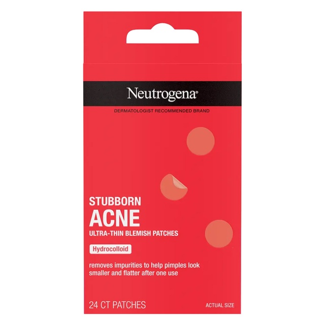 Neutrogena Stubborn Acne Ultra-Thin Blemish Patches 24 Count - Hydrocolloid Absorbs Impurities, Ultra-Thin