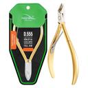 NGHIA Hard Steel Cuticle Nipper D-555 1 Count - Precision Nail Tech Nipper with Gold & Grey Plated Double Spring Jaws 1