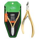 NGHIA Premium Hard Steel Cuticle Nipper D-501 1 Count - Precision Nail Tech Nipper with Gold & Grey Plated Double Spring Jaws 1