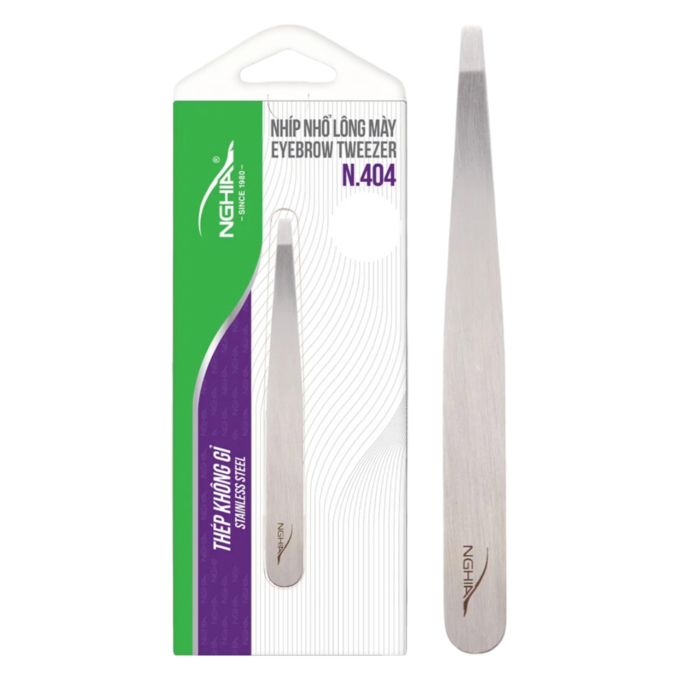NGHIA Stainless Steel Straight Blades Tweezer N-404 1 Count - Square Tips, Thick Handle 1