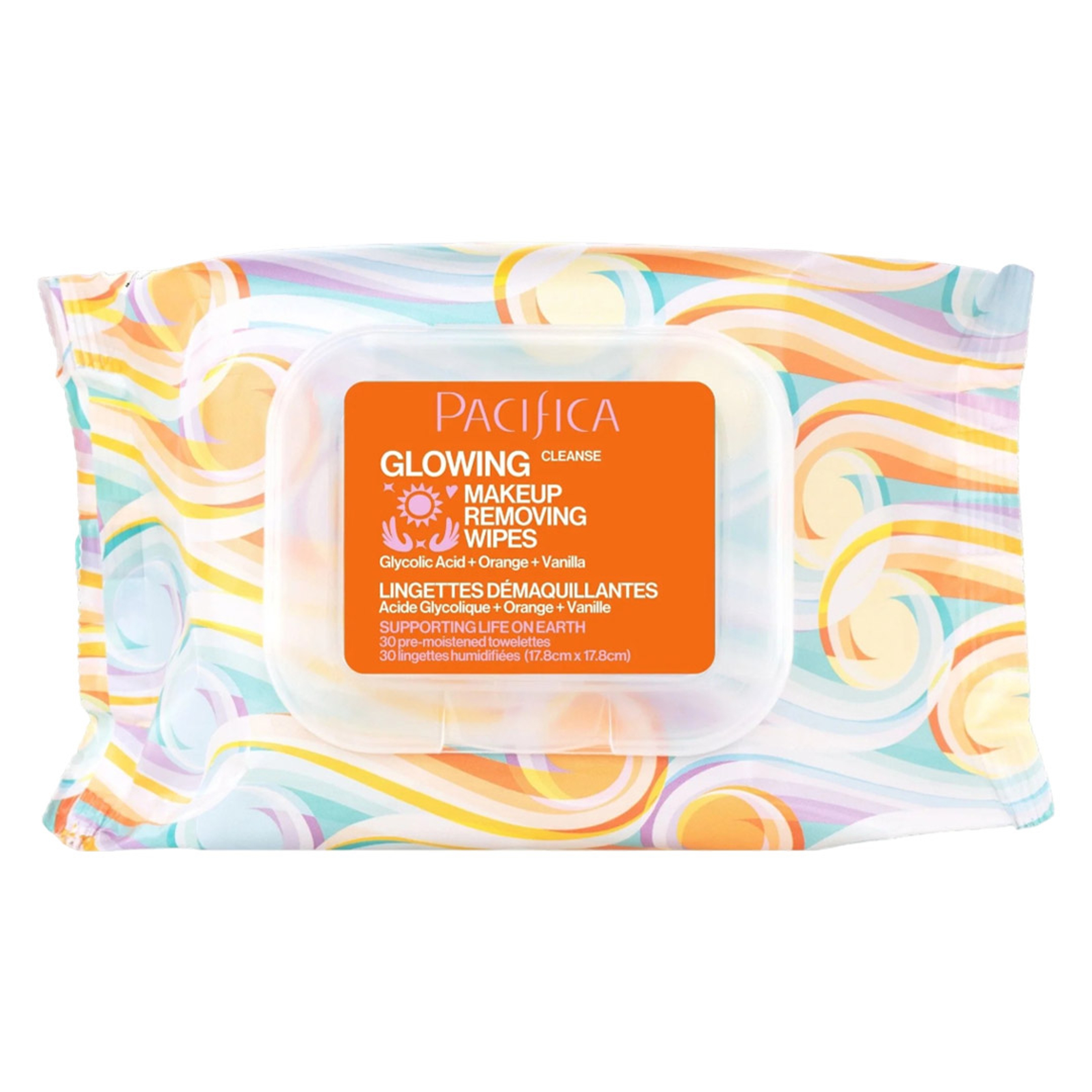 Pacifica Glowing Makeup Remover Wipes 30 Count - No Rinse Face Cleaning Towelettes with Glycolic Acid 1