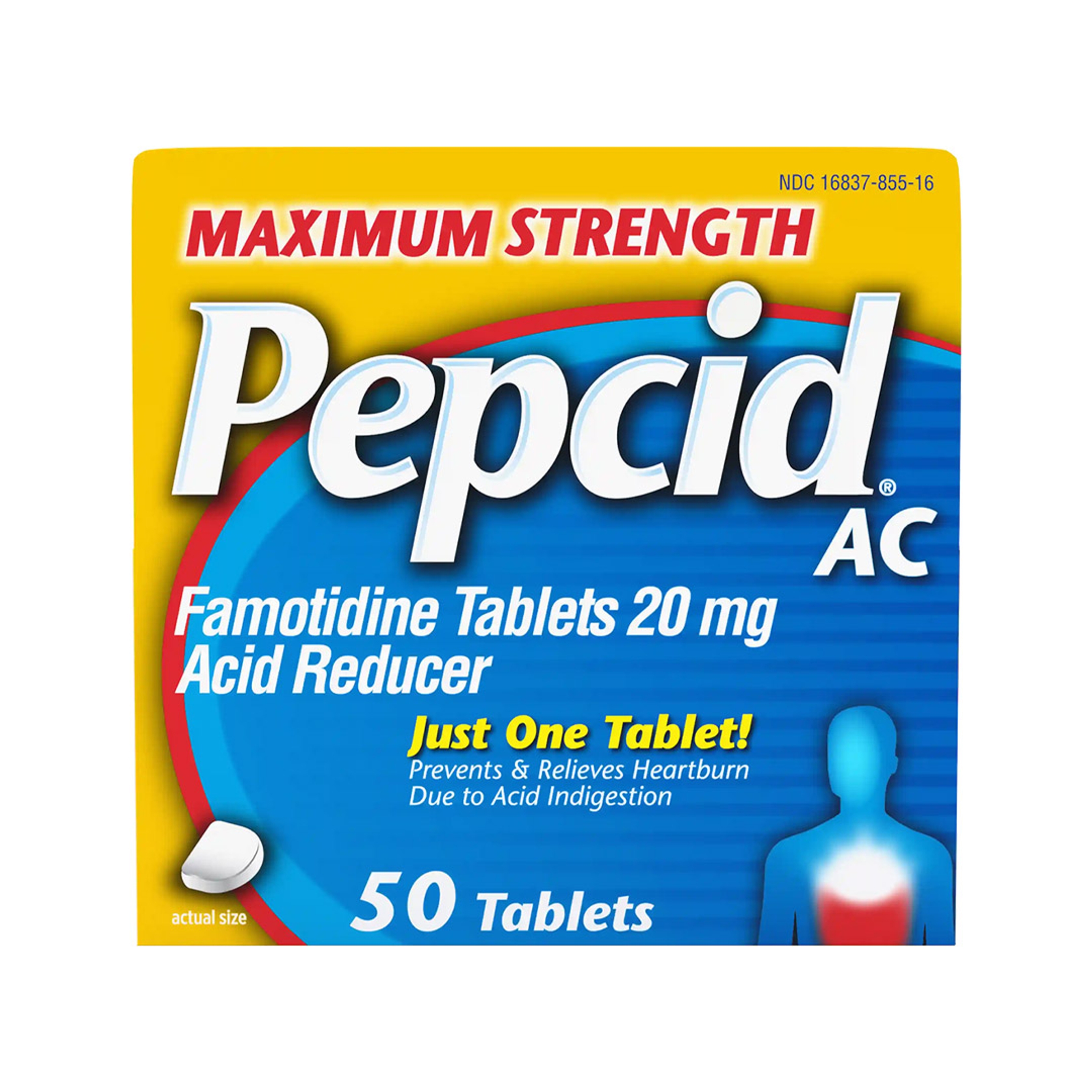 Pepcid AC Maximum Strength Tablets 50 Count - 20mg Famotidine, Prevents & Relieves Heartburn Due to Acid Indigestion 1