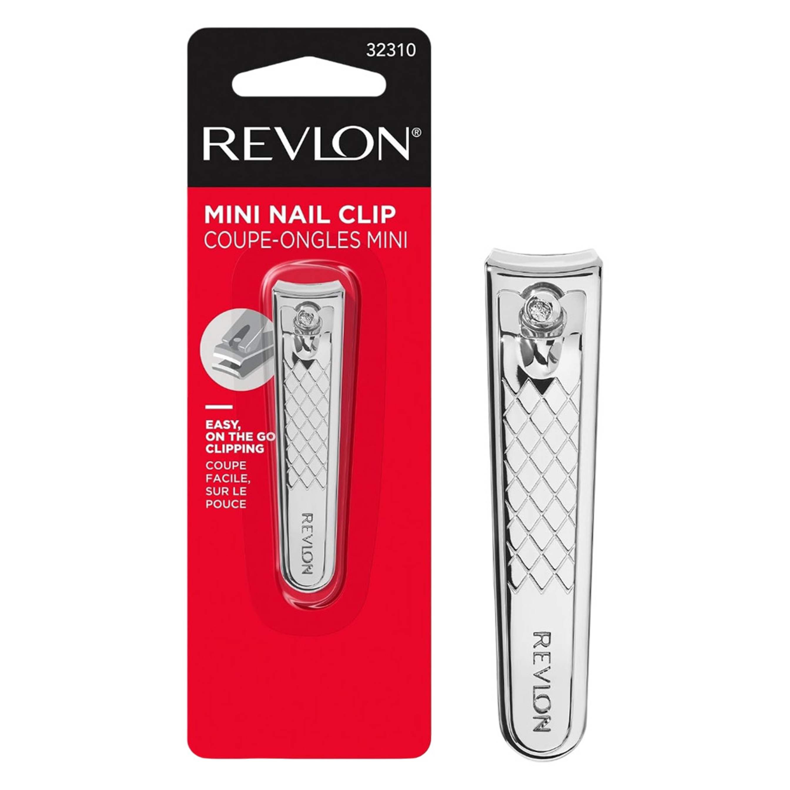 Revlon Compact Nail Clipper 1 Count - Mini Stainless Steel Nail Clipper Trims Fingernails & Toenails 1
