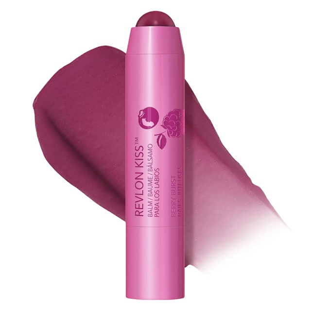 Revlon Kiss Balm, Berry Burst, 0.09 oz - Hydrating Tinted Lip Balm with Sunscreen SPF 20, Up to 8H of Moisture