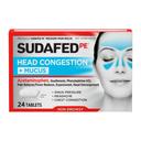 Sudafed PE Head Congestion Plus Mucus Relief Tablets for Sinus Pressure, Congestion and Headache, Non-Drowsy Decongestant with Acetaminophen, Guaifenesin, Phenylephrine HCI, 24 ct 1