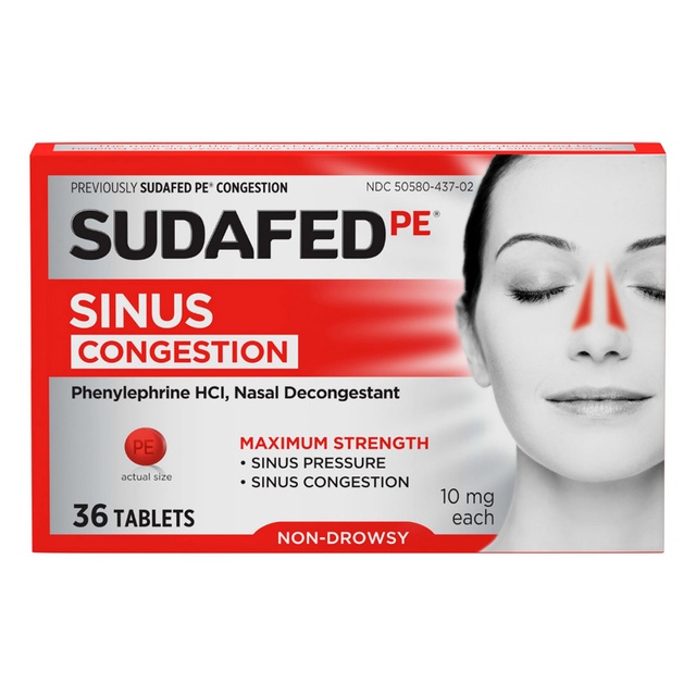 Sudafed PE Sinus Congestion Relief Tablets 36 Count