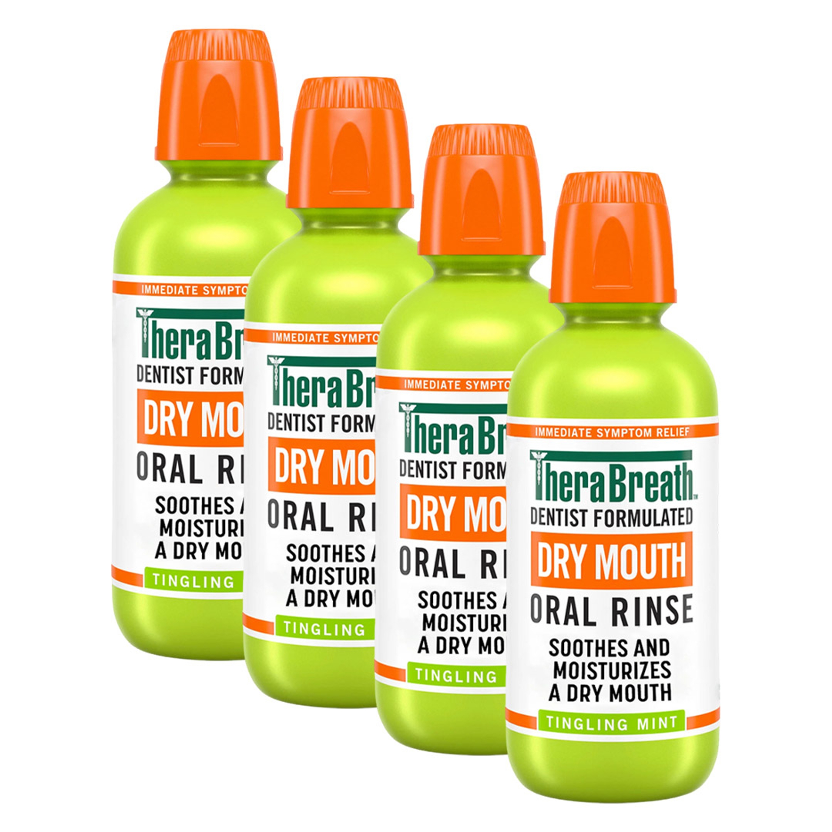 TheraBreath Dry Mouth Oral Rinse, Tingling Mint, 16 fl.oz (Pack of 4) - Alcohol-Free Mouthwash Helps Soothe & Moisturize 1