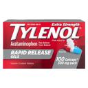 Tylenol Rapid Release Extra Strength Gelcaps, Acetaminophen 500 mg per Gel, Laser Drilled Holes Allow Fast, Strong Pain Relief, Fever Reducer, Gentle on Stomach, 100 Count Size 1