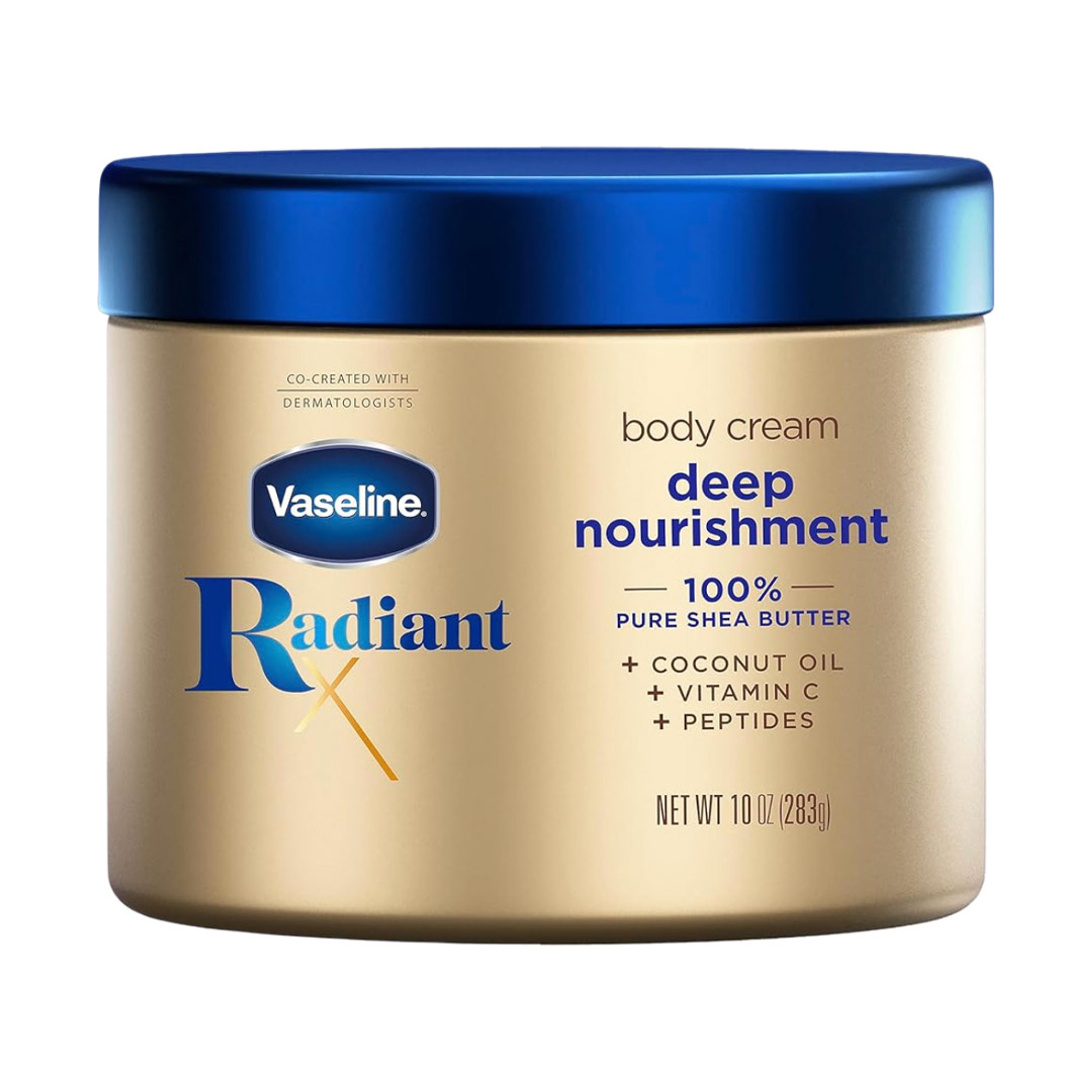 Vaseline Radiant X Deep Nourishment Body Cream 10 oz - Body Moisturizer with Coconut Oil, Vitamin C & Peptides for Dry Skin 1