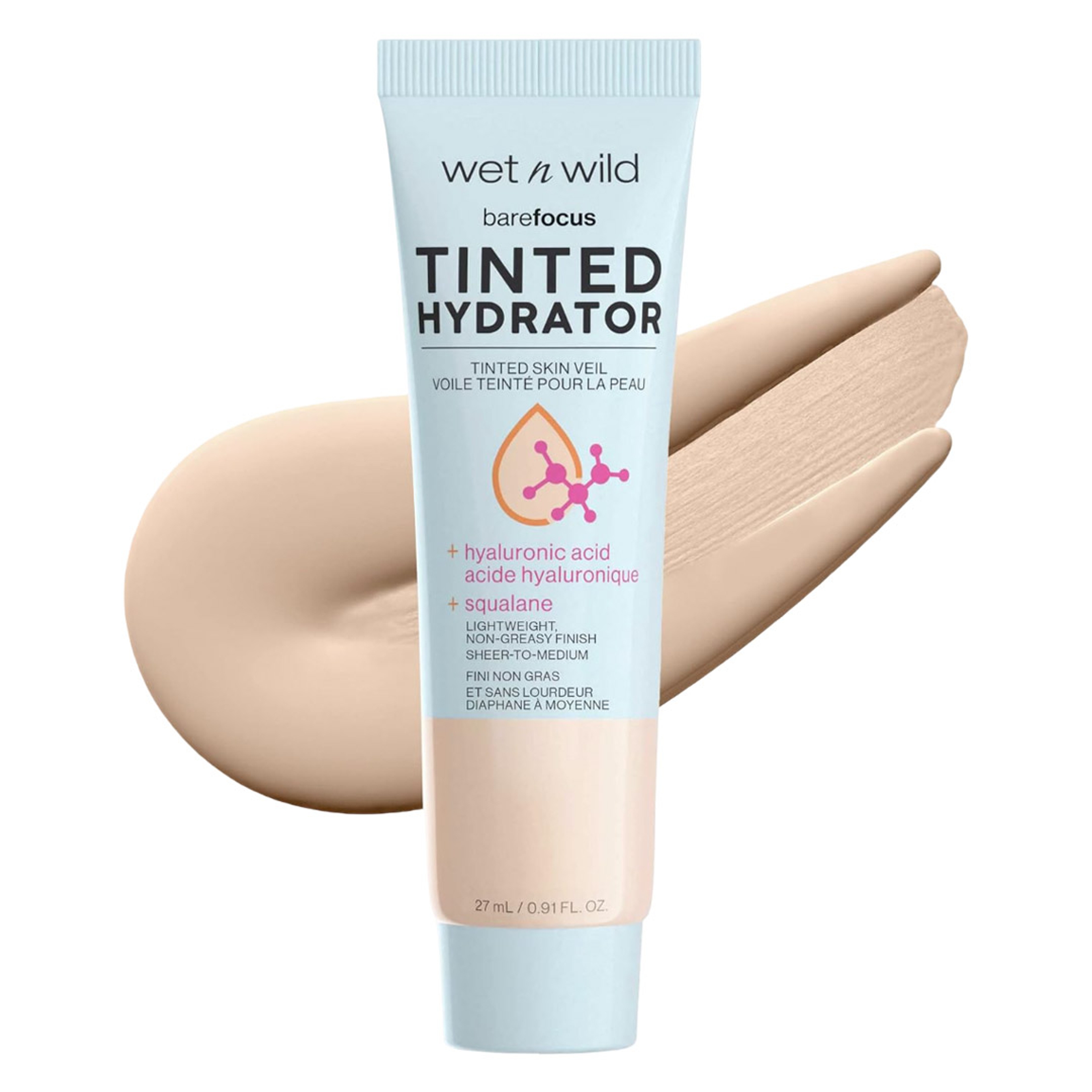 wet n wild Bare Focus Tinted Hydrator Tinted Skin Veil, Light Medium, 0.91 fl.oz- Lightweight Buildable Coverage with HA 1