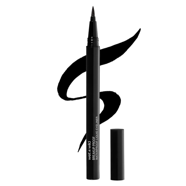 wet n wild Breakup Proof Waterproof Liquid Eyeliner, Black, 1 Count - Ultra-Fine Brush, 16H Long-Lasting Wear