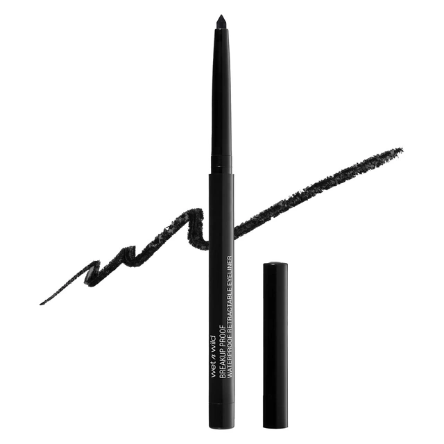 wet n wild Breakup Proof Waterproof Retractable Gel Eyeliner, Black, 0.008 oz - Ultra Pigmented 16H Long Wear
