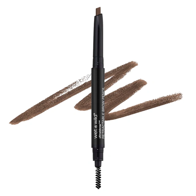 wet n wild Ultimate Brow Retractable, Medium Brown, 1 Count - Define Eyebrow Pencil with Unique Triangular Pencil Tip