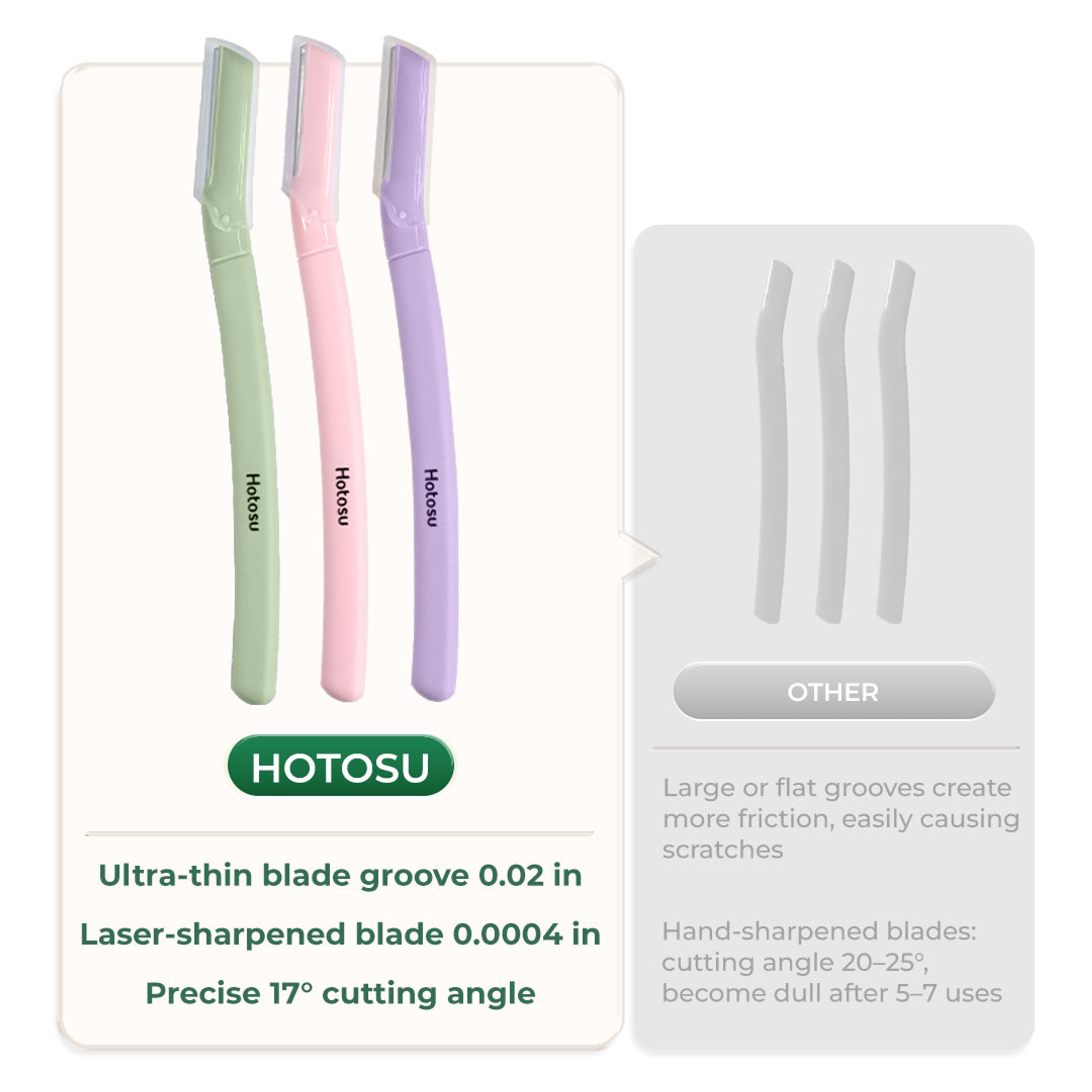 Hotosu Eyebrow And Facial Razors 3 Count - Multi-Purpose Tool 9
