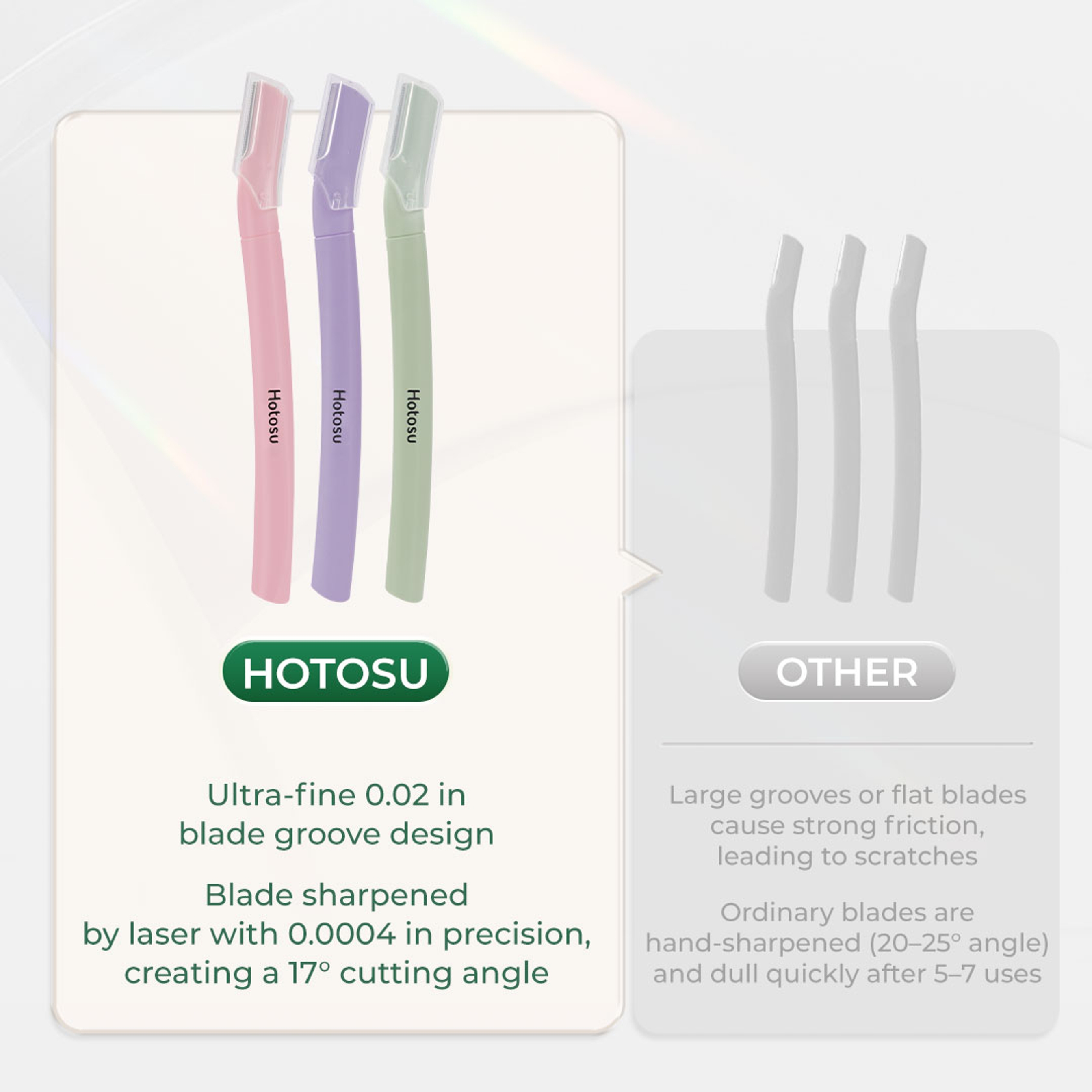 Hotosu Eyebrow Touch-Up Razor 3 Count - Precise Trimming 8